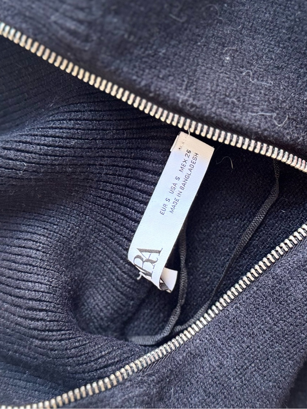 Zara Black Ribbed Cowl-Neck Sweater